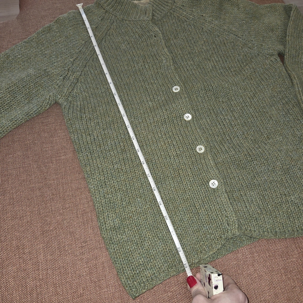 Vtg Bernhard Altmann Shetland Spun Wool Green Sweater Cardigan Women's Small - Picture 5 of 6